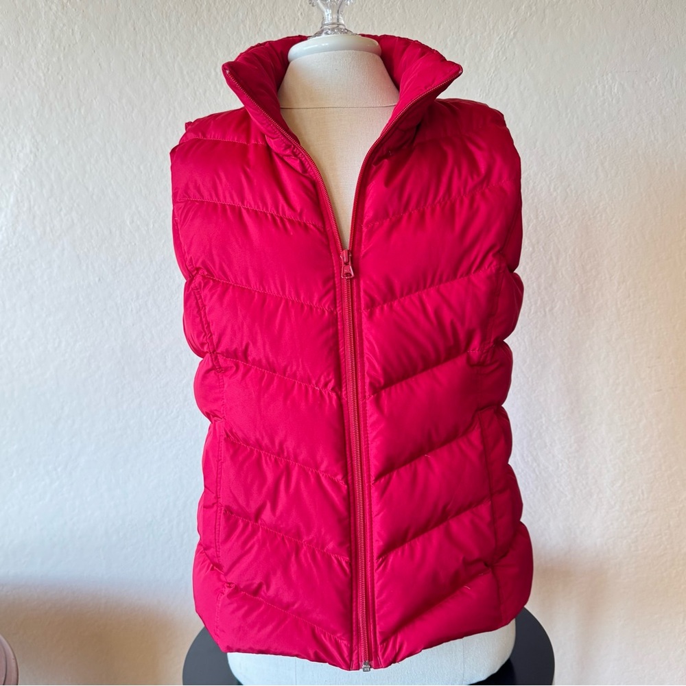Lands End Womens Hyper Dry 600 fill Down Puffer Vest RED Med - Picture 2 of 6